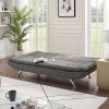 Living and Home Dark Grey Linen Convertible Sofa Bed, 3 Position Adjustable Futon Sofa with Metal Legs for Guest Room