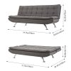 Living and Home Dark Grey Linen Convertible Sofa Bed, 3 Position Adjustable Futon Sofa with Metal Legs for Guest Room