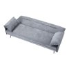 Living and Home Grey Fabric 3-Seater Convertible Sofa Bed, Modern Sleeper Sofa with Metal Legs and 2 Throw Pillows