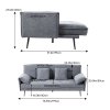 Living and Home Grey Fabric 3-Seater Convertible Sofa Bed, Modern Sleeper Sofa with Metal Legs and 2 Throw Pillows