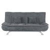 Living and Home Grey Linen Convertible Sofa Bed, Curved Shell Shaped Sleeper Sofa with Metal Legs and 2 Throw Pillows