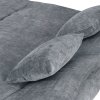 Living and Home Grey Linen Convertible Sofa Bed, Curved Shell Shaped Sleeper Sofa with Metal Legs and 2 Throw Pillows