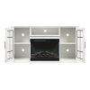 3-Sided Electric Fireplace TV Stand with Glass Door Closed Storage