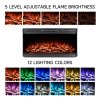 3-Sided Electric Fireplace TV Stand with Glass Door Closed Storage