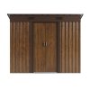 Living and Home 7.81 x 4.3FT Pent Roof Metal Garden Storage Shed, 3D Wood Grain Finish with Foundation, Vents & Sliding Doors