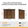 Living and Home 7.81 x 4.3FT Pent Roof Metal Garden Storage Shed, 3D Wood Grain Finish with Foundation, Vents & Sliding Doors