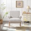 Linen Upholsteried Armchair with Wooden Legs