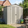 Living and Home 6.56 x4.07FT Grey Aluminium Color Metal Storage Shed, Apex Roof with Lockable Hinged Doors & Vents