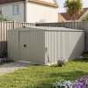 Living and Home 10.6 x12.73FT Grey Aluminium Color Apex Roof Metal Garden Shed, Lockable Sliding Doors, Vents & Foundation