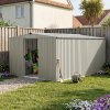 Living and Home 10.6 x12.73FT Grey Aluminium Color Apex Roof Metal Garden Shed, Lockable Sliding Doors, Vents & Foundation