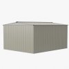 Living and Home 10.6 x12.73FT Grey Aluminium Color Apex Roof Metal Garden Shed, Lockable Sliding Doors, Vents & Foundation