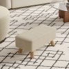 Rectangular Tofu-shaped Footrest with Solid Wooden Legs