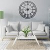 Large Decorative Metal Roman Numeral Skeleton Wall Clock
