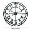 Large Decorative Metal Roman Numeral Skeleton Wall Clock