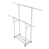 Living and Home Adjustable Stainless Steel Dual-Rod Clothes Drying Rack with Wheels