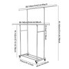 Living and Home Adjustable Stainless Steel Dual-Rod Clothes Drying Rack with Wheels