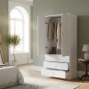 Living and Home 2-Door Wardrobe with 3 Drawers & Hanging Rail