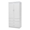 Living and Home 2-Door Wardrobe with 3 Drawers & Hanging Rail