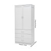 Living and Home 2-Door Wardrobe with 3 Drawers & Hanging Rail