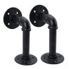 2-Pack Industrial Style Iron Pipe Shelf Brackets