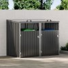 Metal Outdoor Bin Shed for 2 Trash Bins, Charcoal Black
