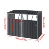 Metal Outdoor Bin Shed for 2 Trash Bins, Charcoal Black
