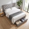 Living and Home Double Upholstered Bed Frame with 2 Drawers