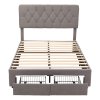 Living and Home Double Upholstered Bed Frame with 2 Drawers
