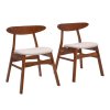 Living and Home 2-Piece Solid Wood Dining Chairs, Beige Upholstered Padded Seat, Curved Backrest Kitchen Side Chairs for Dining Room