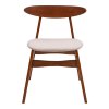 Living and Home 2-Piece Solid Wood Dining Chairs, Beige Upholstered Padded Seat, Curved Backrest Kitchen Side Chairs for Dining Room