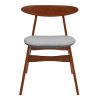 Living and Home 2-Piece Solid Wood Dining Chairs, Grey Upholstered Padded Seat, Curved Backrest Kitchen Side Chairs for Dining Room