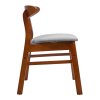 Living and Home 2-Piece Solid Wood Dining Chairs, Grey Upholstered Padded Seat, Curved Backrest Kitchen Side Chairs for Dining Room