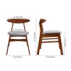 Living and Home 2-Piece Solid Wood Dining Chairs, Grey Upholstered Padded Seat, Curved Backrest Kitchen Side Chairs for Dining Room