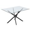 Living and Home 100x60cm Tempered Glass Dining Table with Iron Legs