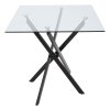 Living and Home 100x60cm Tempered Glass Dining Table with Iron Legs