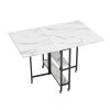 Living and Home 120x80cm Folding Dining Table with Wheels and Storage Shelves