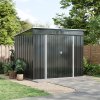 6x8ft Metal Storage Shed Black Galvanized Steel Tool House With Foundation, Double Lockable Doors, Ventilation