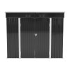 6x8ft Metal Storage Shed Black Galvanized Steel Tool House With Foundation, Double Lockable Doors, Ventilation
