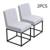 Living and Home Set of 2 Chenille Upholstered Dining Chairs in Light Grey