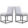 Living and Home Set of 2 Chenille Upholstered Dining Chairs in Light Grey