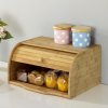 Bamboo Roll Top Bread Bin Food Storage Box, Bread Box