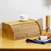 Bamboo Roll Top Bread Bin Food Storage Box, Bread Box