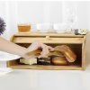Bamboo Roll Top Bread Bin Food Storage Box, Bread Box