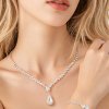 3Pcs Necklace Teardrop Dangle Earrings Bracelet Jewelry Set