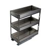 3-Tier Stainless Steel Pull-Out Cabinet Organizer, 25 cm W x 43 cm D x 45 cm H - Quiet Glide, Corrosion-Resistant Pantry Shelf