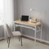Living and Home 2-Tier Folding Office Desk Foldable Writing Table-Wood Color, 80x40cm