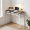 Living and Home 2-Tier Folding Office Desk Foldable Writing Table-Black, 100x40cm
