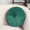 Round Pleated Pumpkin Velvet Cushion Green 40cm
