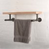 Wall Mounted Storage Shelf with Metal Pipe Towel Rack