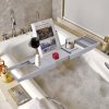 Rustic Expandable Bamboo Wooden Bathtub Caddy Tray